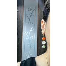 Load image into Gallery viewer, Tri-colour Stone Earrings - Carnelian, Clear Crystal, Green Aventurine
