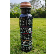 Load image into Gallery viewer, Warli Print Copper bottle - 950 ml
