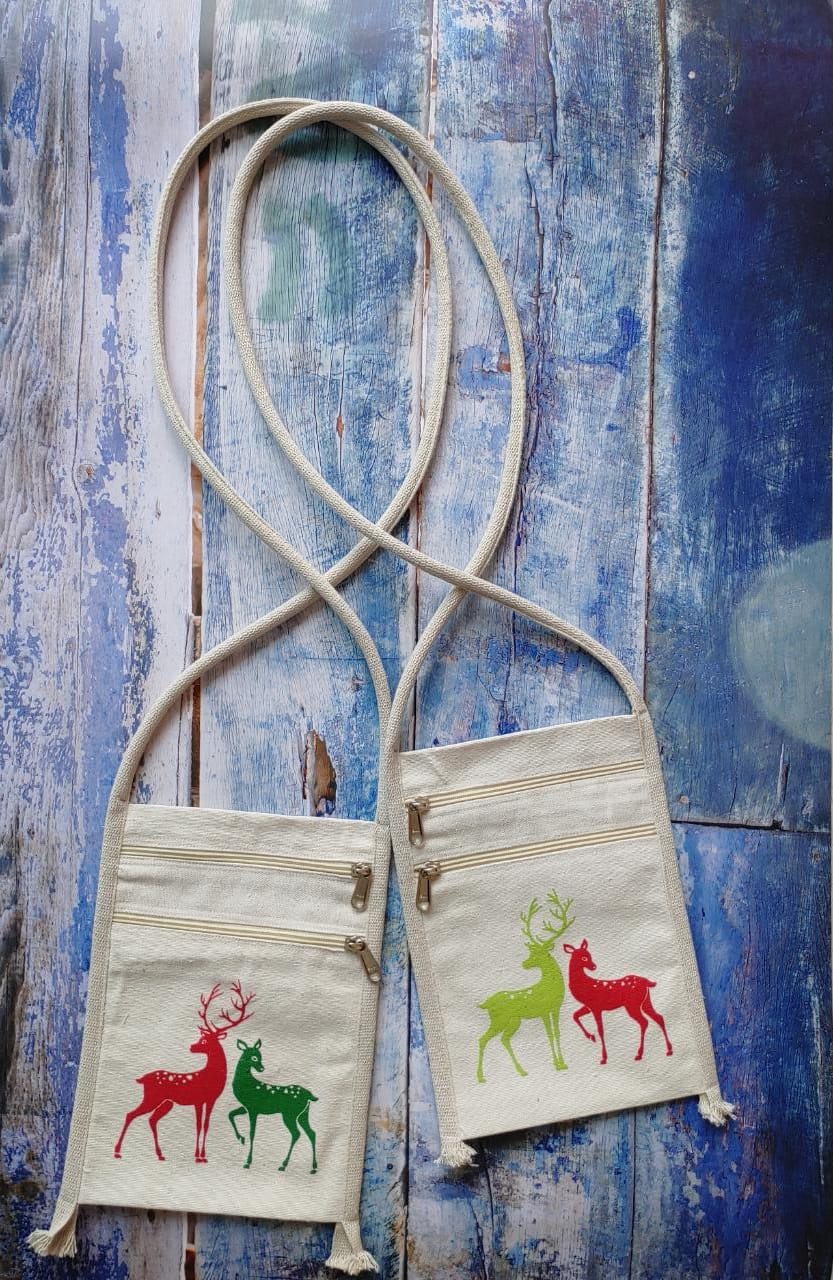Canvas Sling Bag with Deer Print | Pack of 1