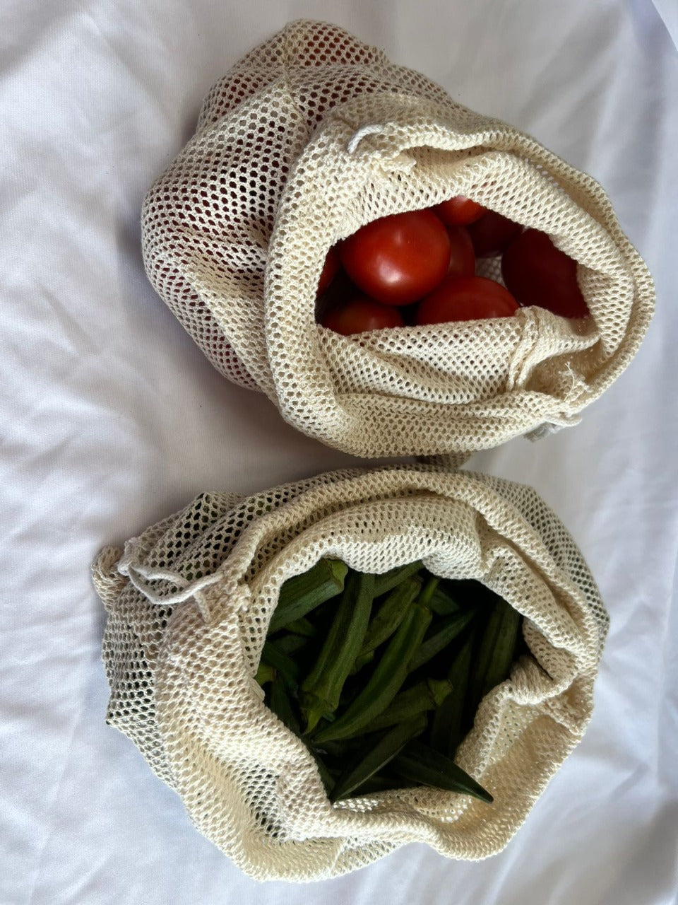 Organic Cotton Vegetable Bags - Pack of 4